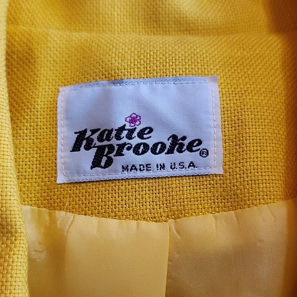 Vintage Katie Brooke Yellow Three Button Jacket Blazer 14 - Picture 9 of 10